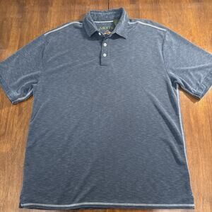 Orvis Soft Polo Shirt Fly Fishing Logo Dark Blue Tencel Blend Men's Size Large